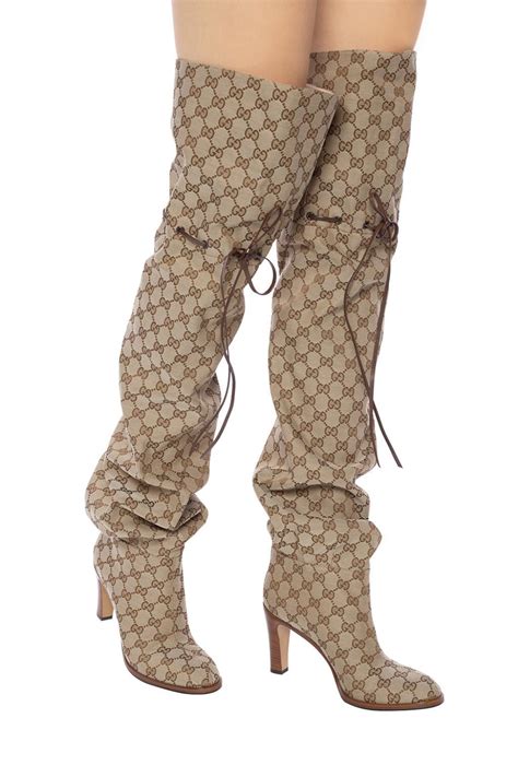 lady gucci boots|gucci print thigh high boots.